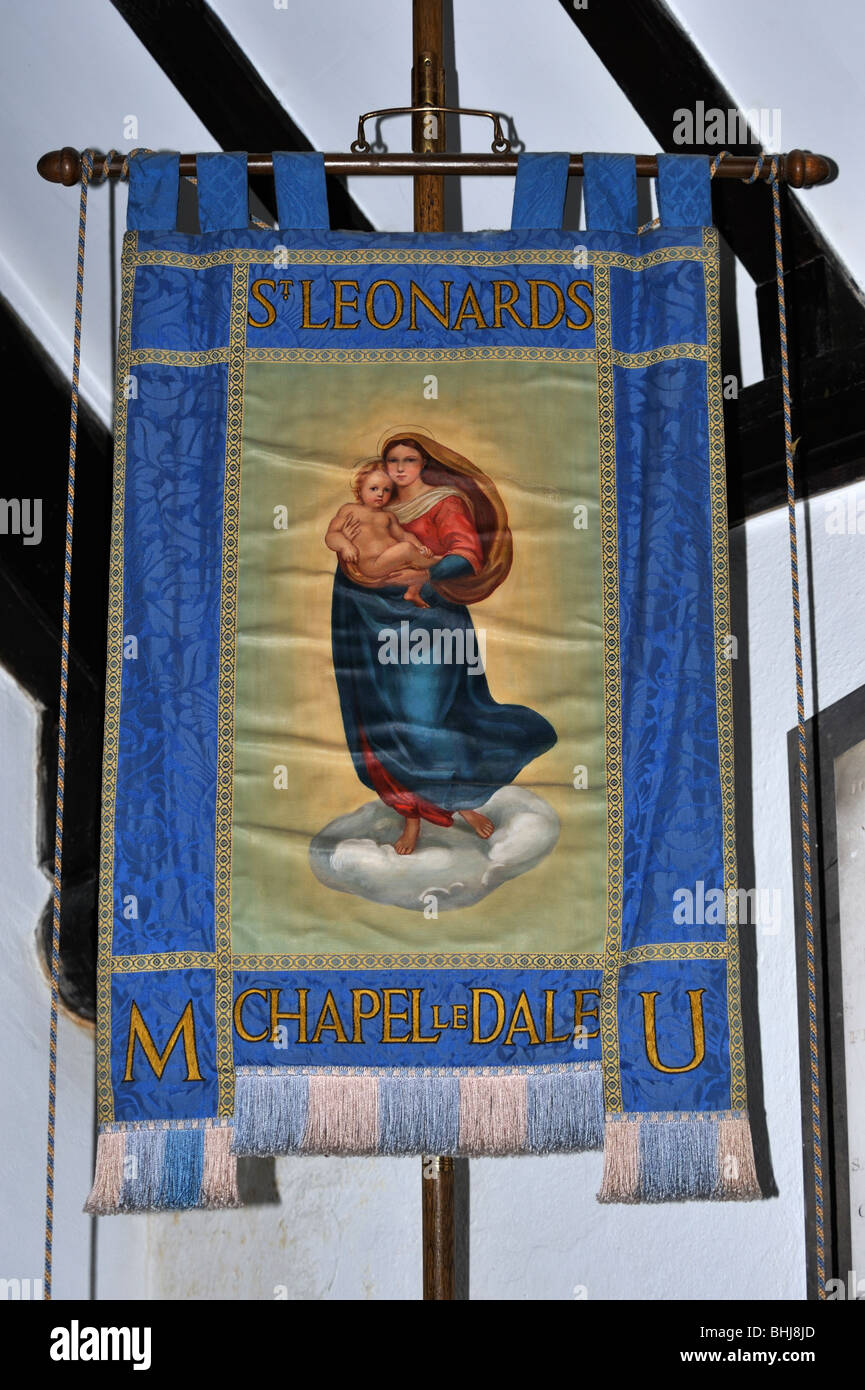 Le madri Unione Banner. Chiesa di San Leonardo, Cappella Le Dale, North Yorkshire, Inghilterra, Regno Unito, Europa. Foto Stock