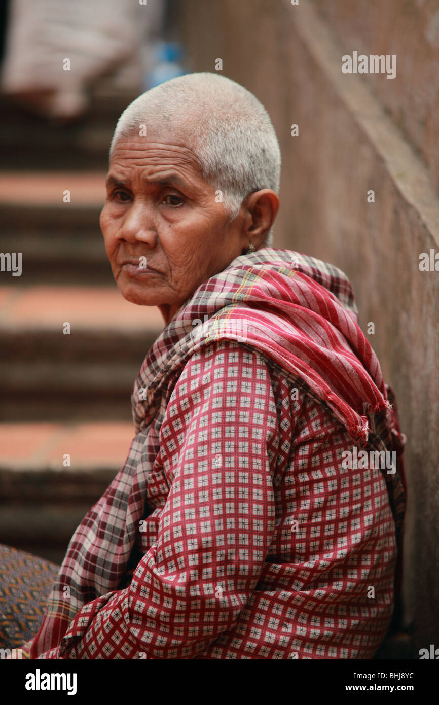 Beggar a Phnom Kulen in Cambogia Foto Stock