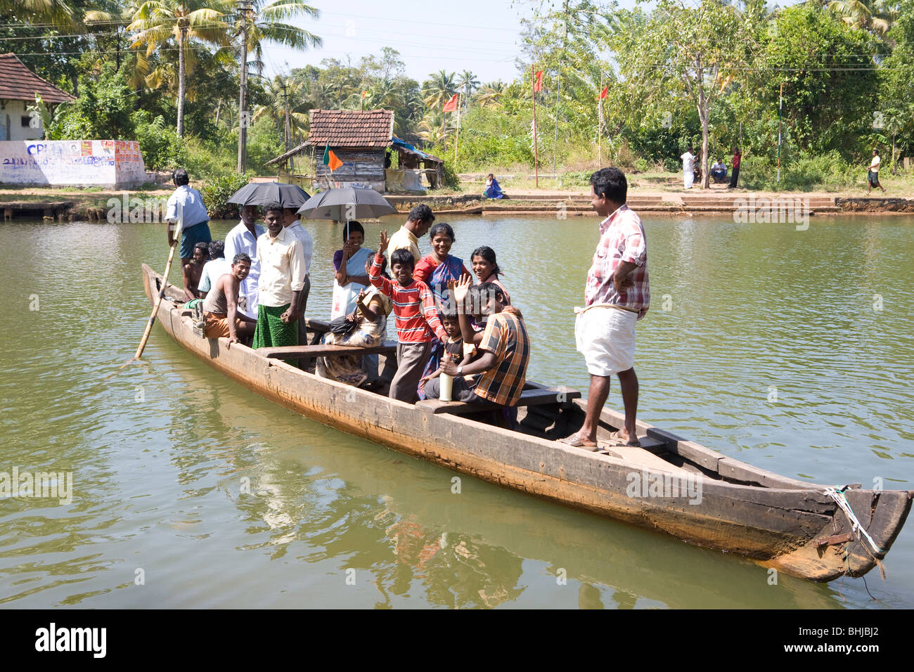 Traghetto barca del Kerala backwaters Southern India Kerala Foto Stock