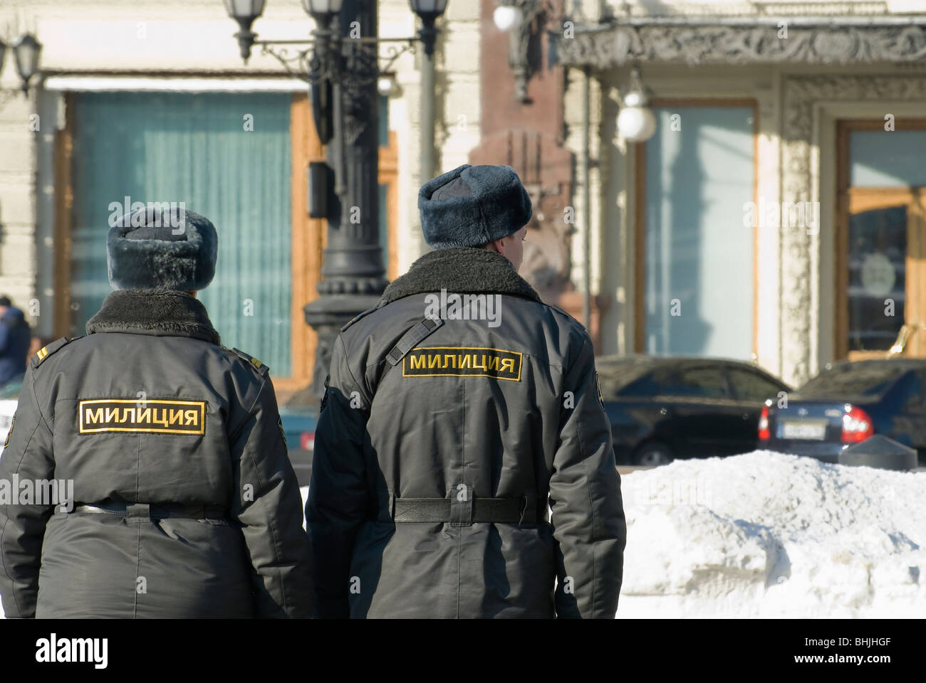Due russe gli ufficiali di polizia Foto Stock