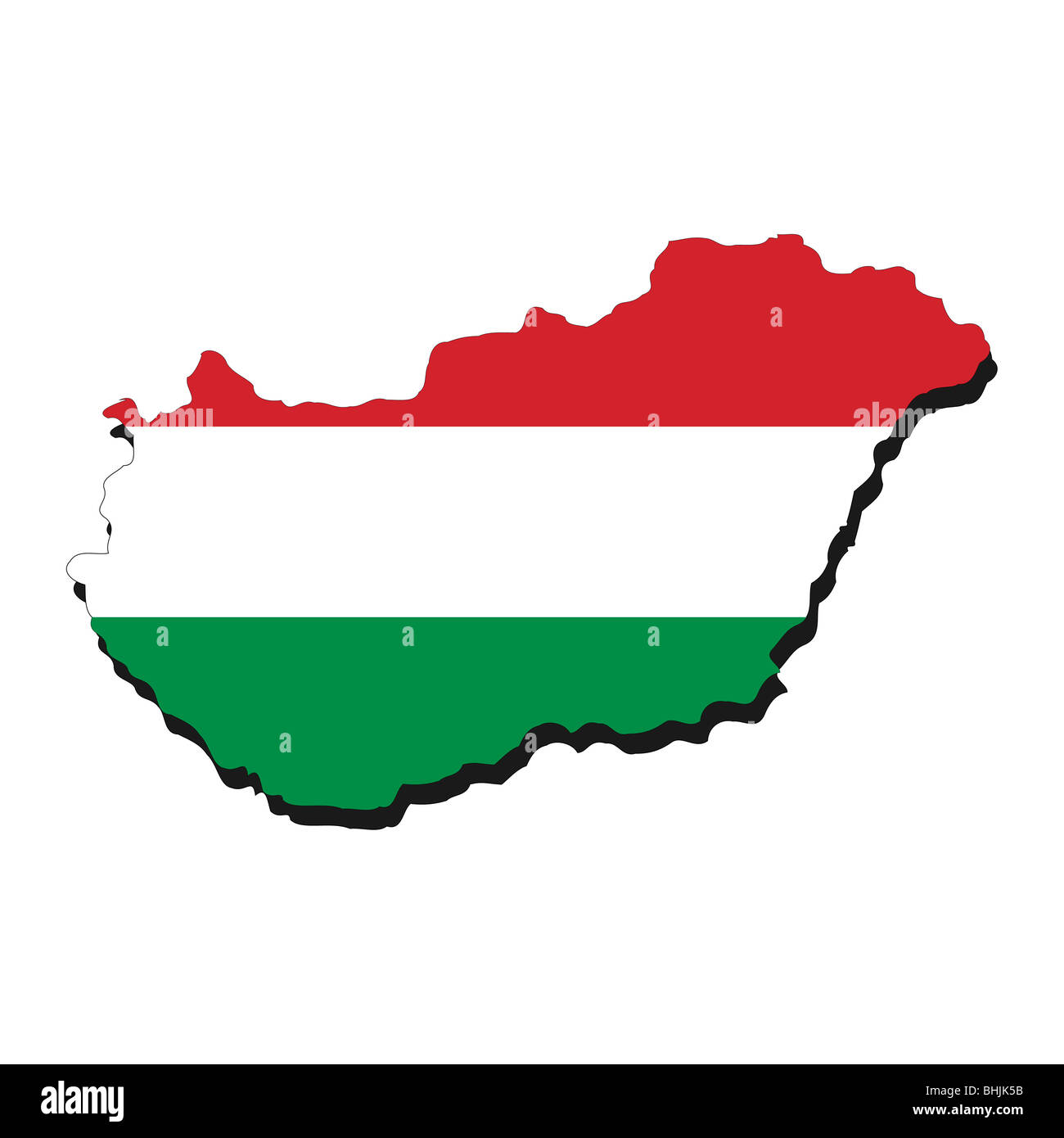 Mappa di Ungheria e la loro bandiera illustrazione Foto Stock