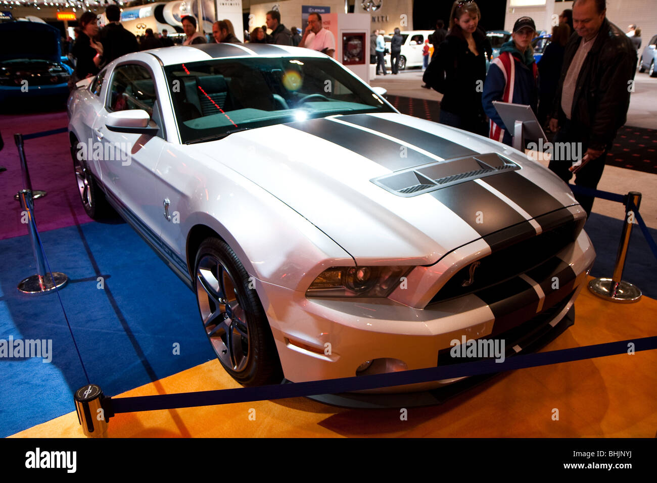 Ford Mustang argento "striscia nera' Foto Stock