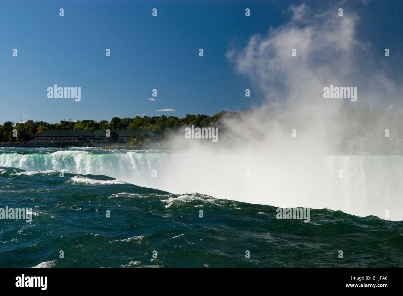 Cascate Horseshoe come si vede dalle Cascate del Niagara State Park, NY, STATI UNITI D'AMERICA Foto Stock