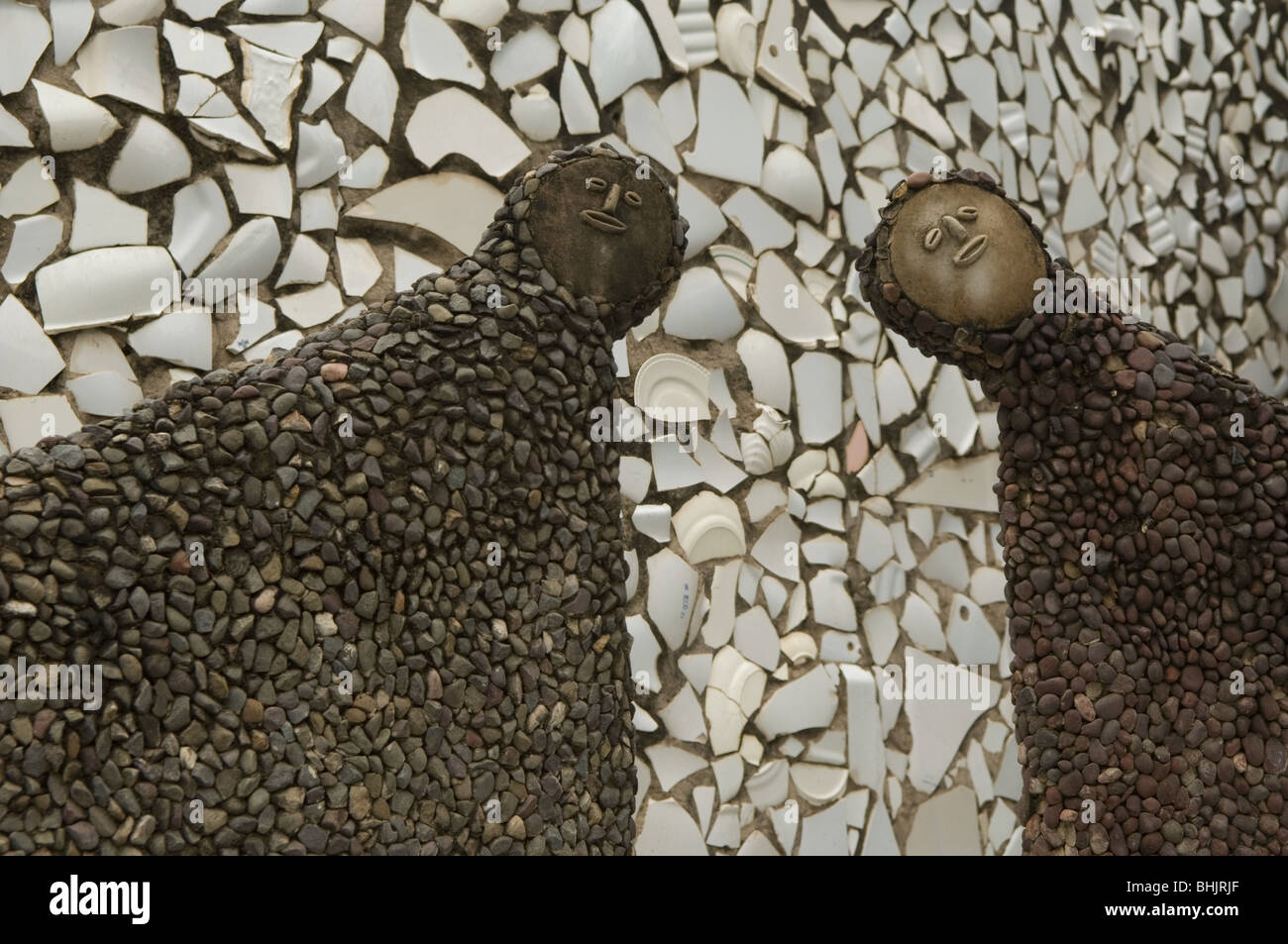 Nek Chand straordinari del giardino di roccia di migliaia di sculture in ceramica, Chandigarh, Punjab, India Foto Stock