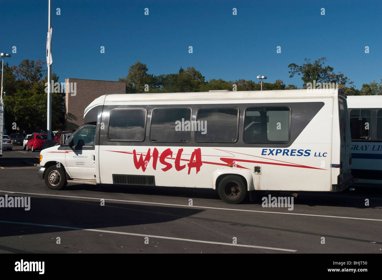 Wisla Express mini buss, Niagara Falls parcheggio, NY, STATI UNITI D'AMERICA Foto Stock