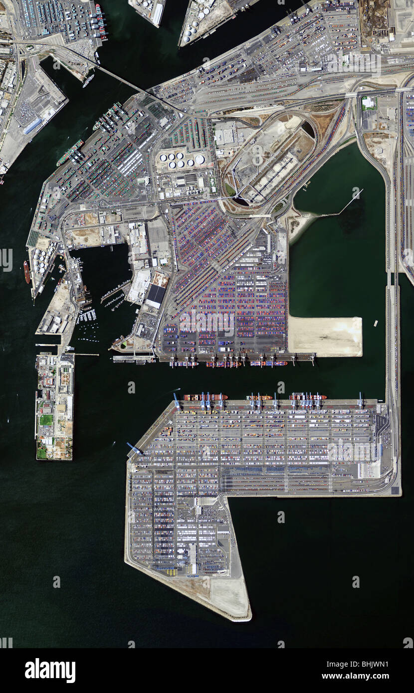 Mappa aerea sopra vista porto di Los Angeles in California Foto Stock