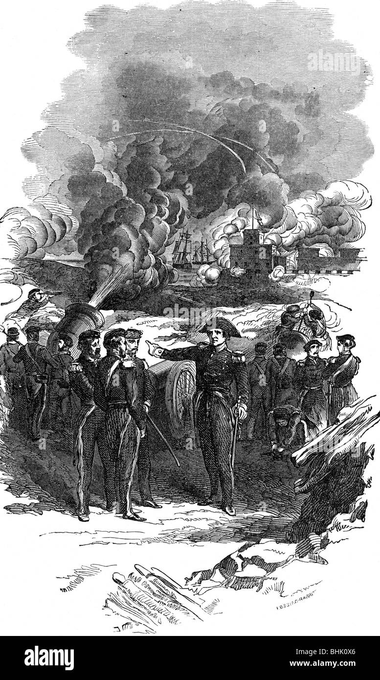 Guerra messicano-americana 1845 - 1848, assedio di Veracruz, 9. - 29.3.1847, incisione del legno, 19th secolo, messicano - guerra americana, americani, USA, Stati Uniti d'America, Messico, artiglieria, bombardamenti, bombardamento, abbattimento, gommalti, tiro, sparare, colpo, attacco, attacchi, vera Cruz, storico, storico, persone, Foto Stock