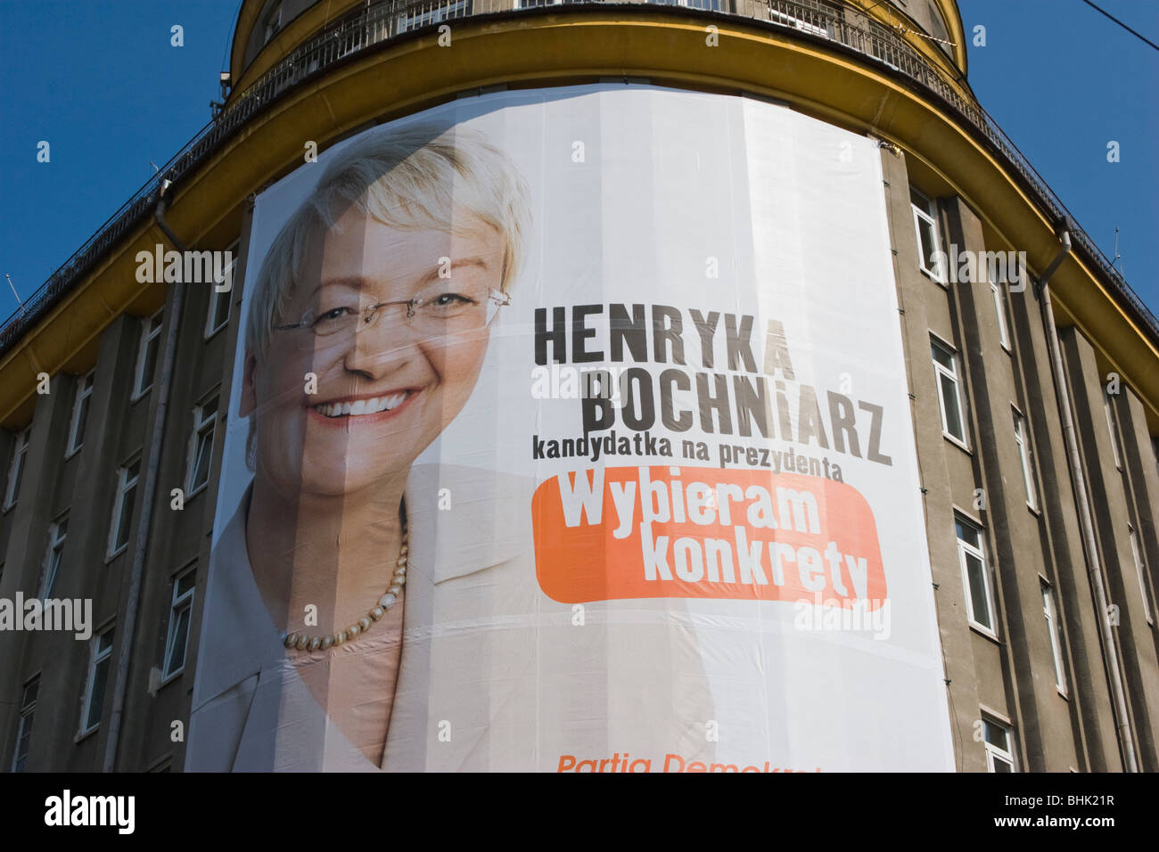 Manifesto politico nel centro di Cracovia Cracovia in Polonia Foto Stock