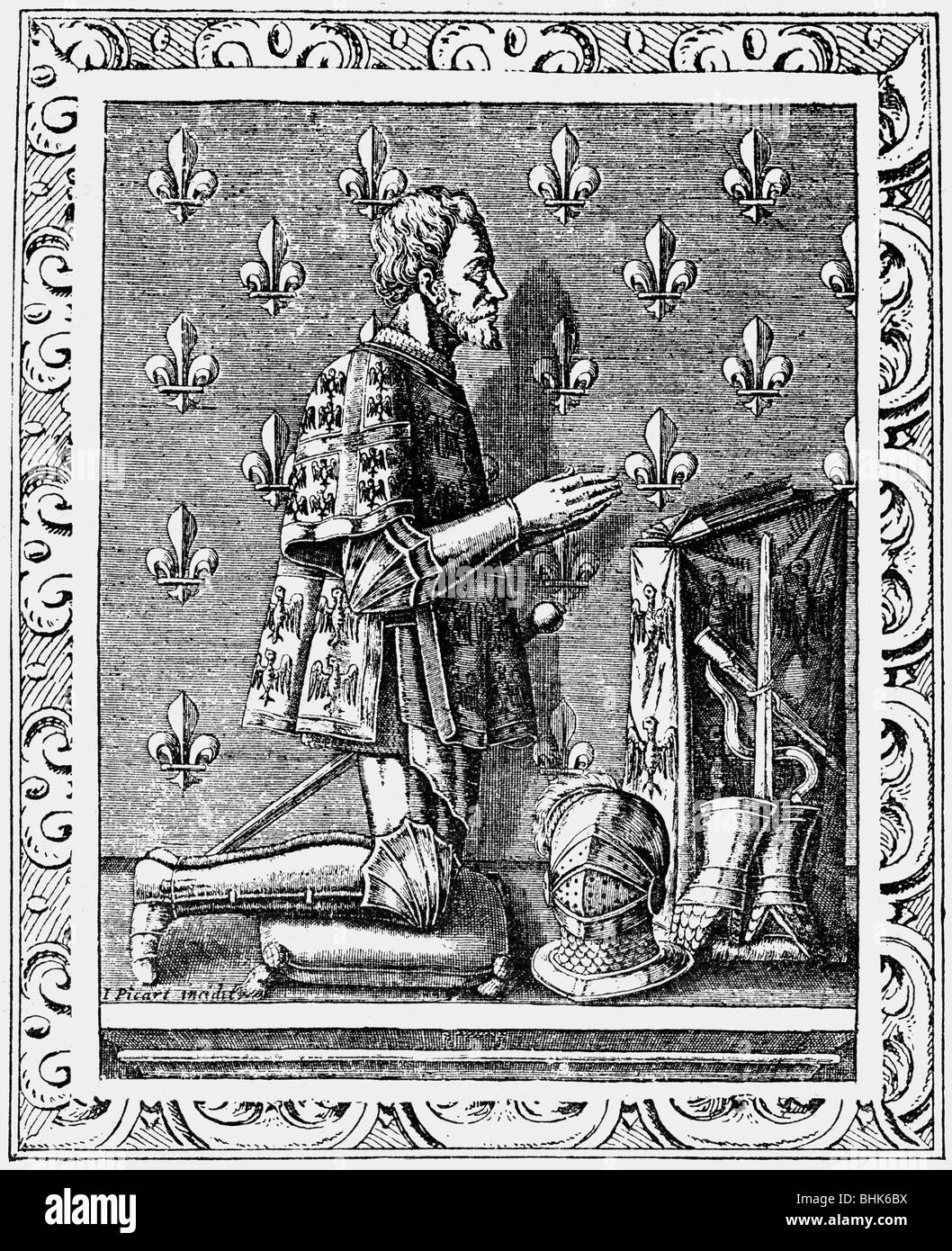 Montmorency, Anna duca di, 15.3.1493 - 12.11.1567, politician francese, preging, incisione in legno, 19th secolo, , Foto Stock