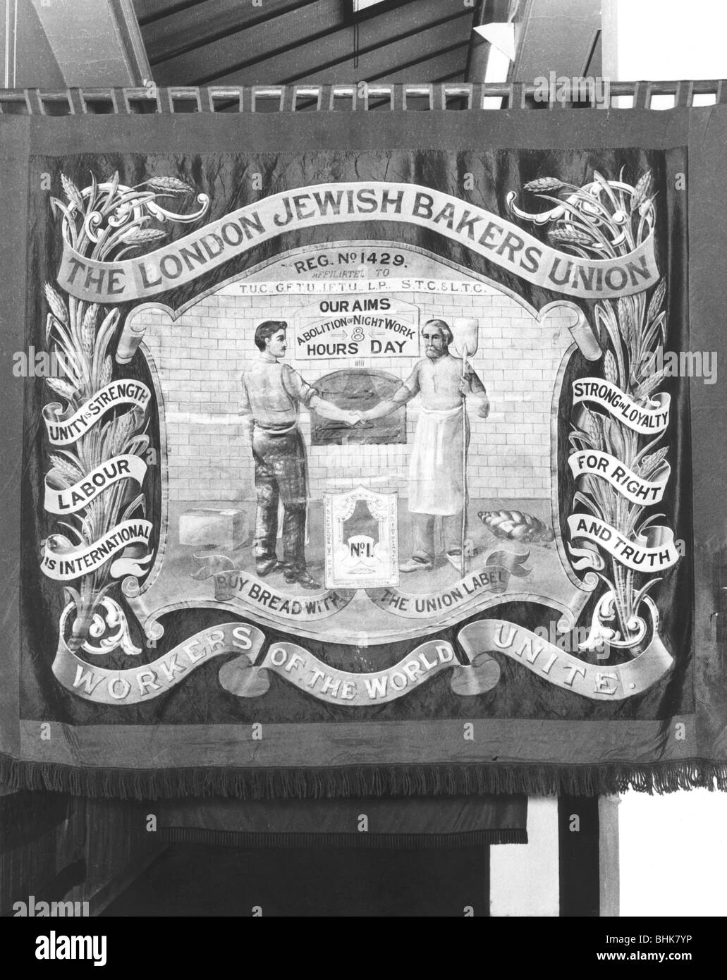 Il London Jewish fornai' Unione Banner, (c1900?). Artista: sconosciuto Foto Stock