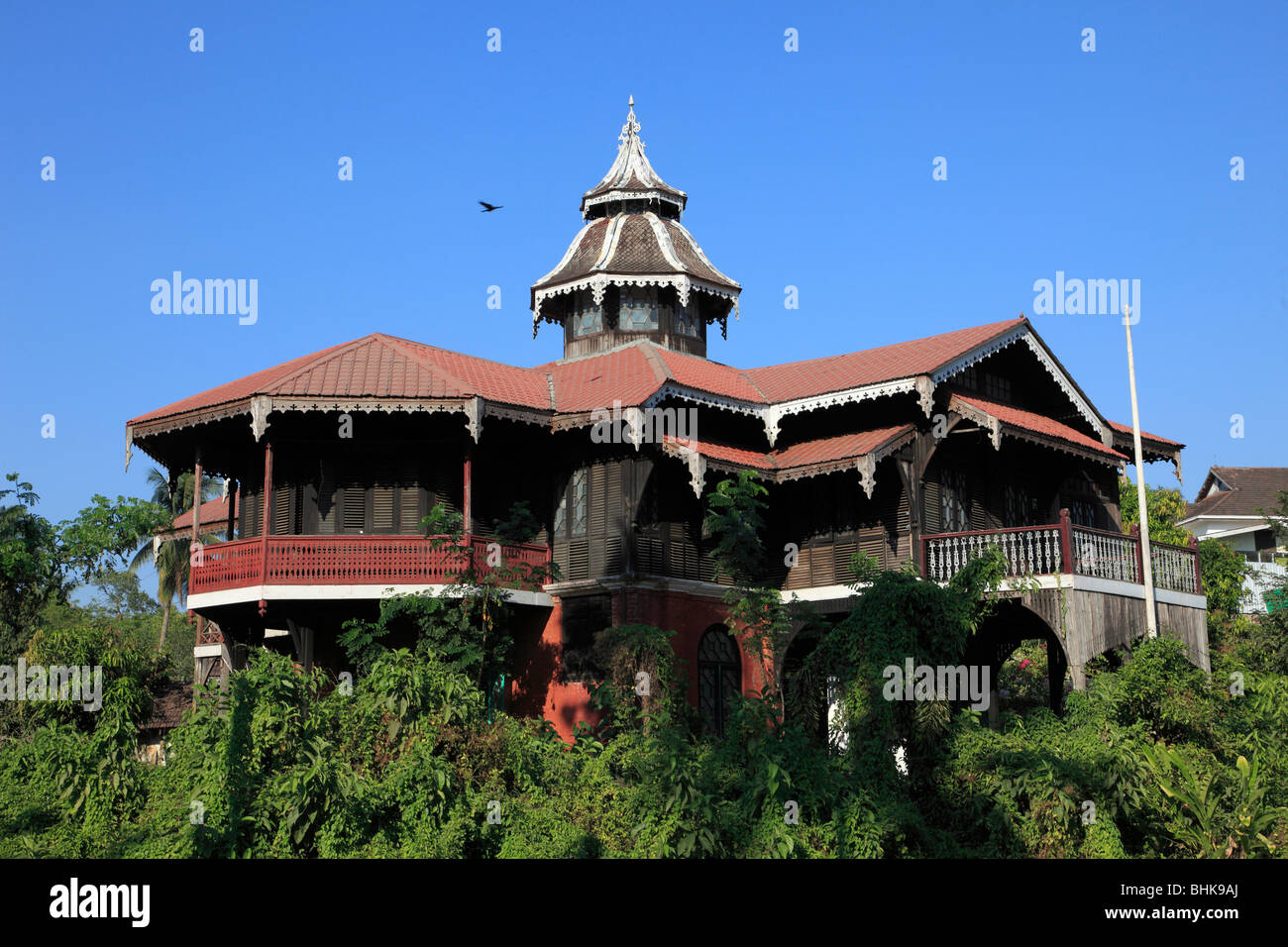 Myanmar Birmania, Yangon, Rangoon, vecchia casa, architettura tradizionale, Foto Stock