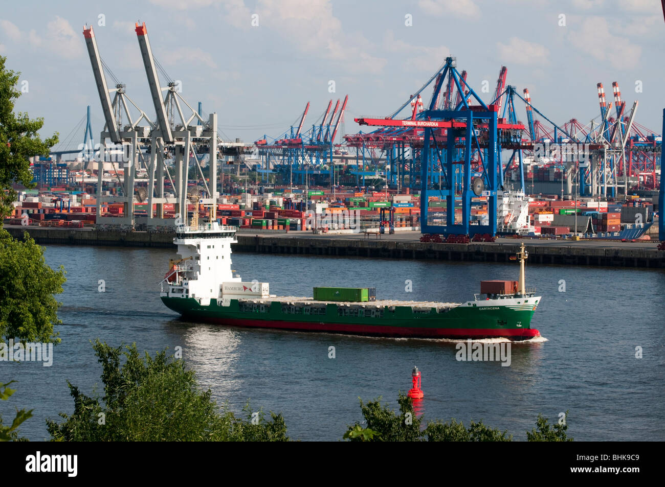 Hafen mit Verladekraenen, Amburgo, Deutschland | porto di Amburgo, Germania Foto Stock