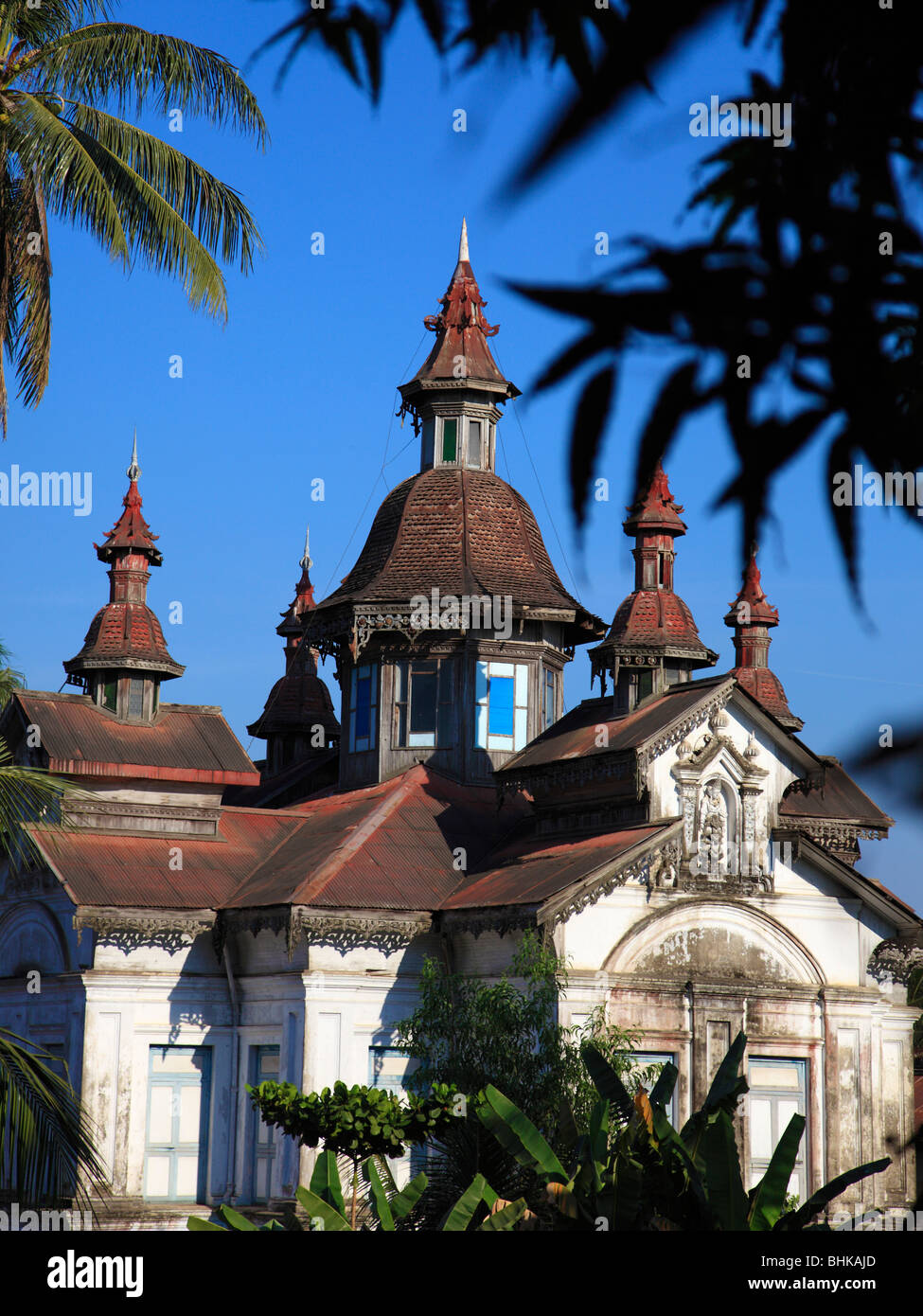 Myanmar Birmania, Yangon, Rangoon, vecchia casa, architettura tradizionale, Foto Stock