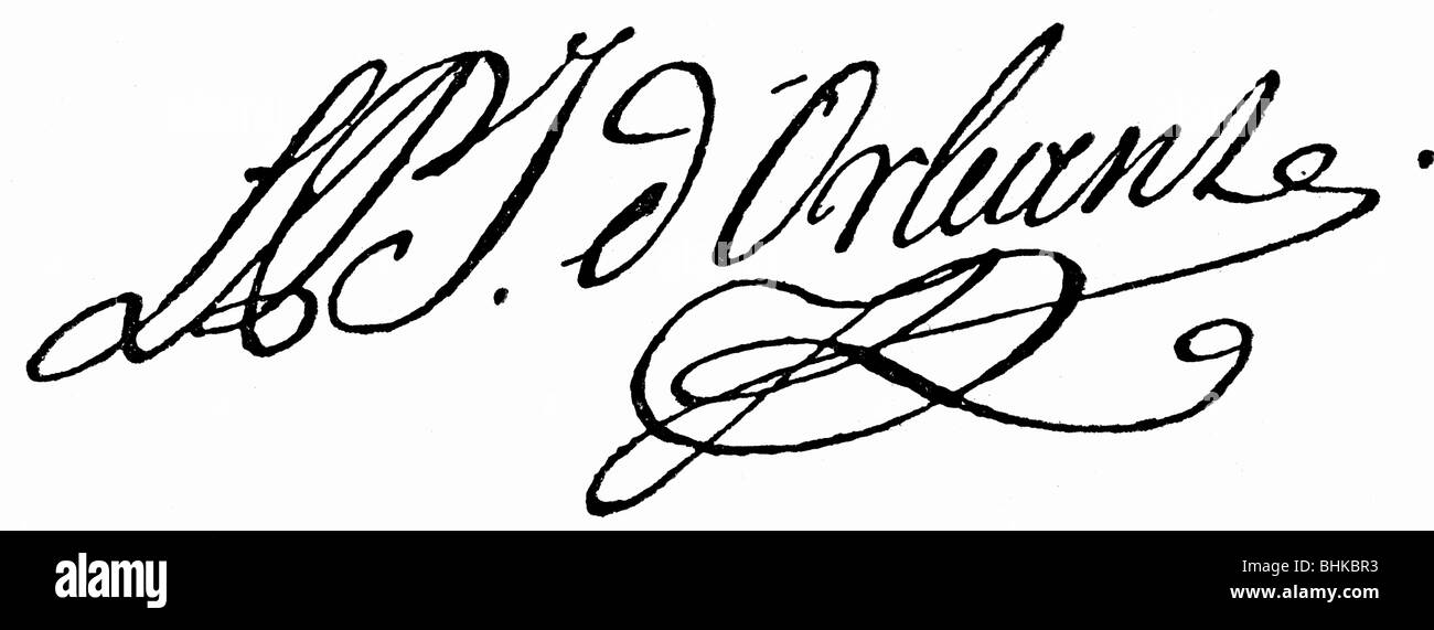 Luigi Filippo II, 13.4.1747 - 6.11.1793, Duca d'Orleans 18.11.1785 - 6.111793, firma, Foto Stock