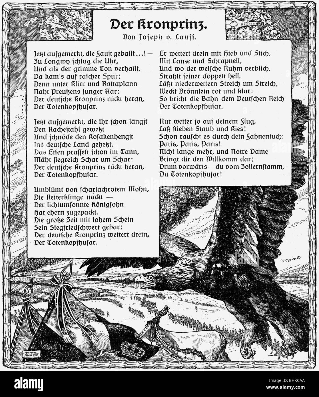 Lauff, Joseph von, 16.11.1855 - 20.8.1933, autore/scrittore tedesco, opere, poema 'Der Kronprinz', 'De Woche', 39, 1914, , Foto Stock