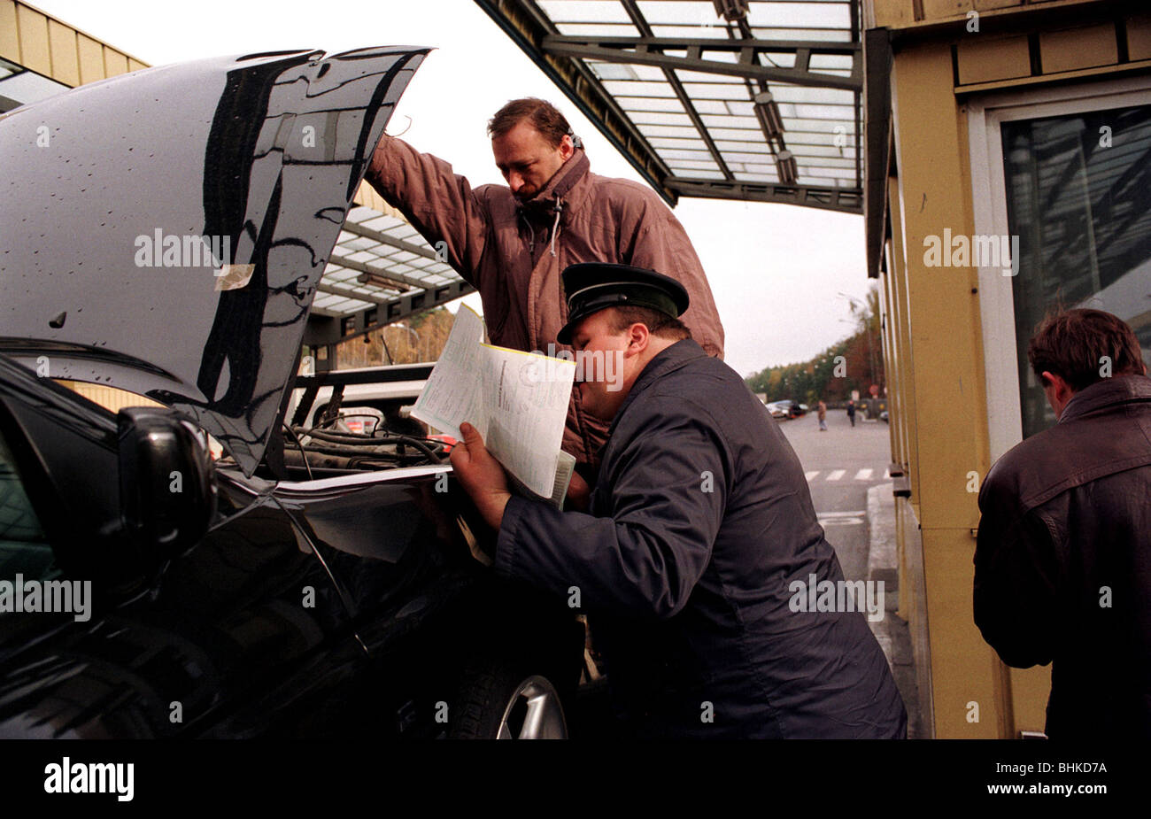 Controllo doganale al confine Polish-German, Polonia Foto Stock