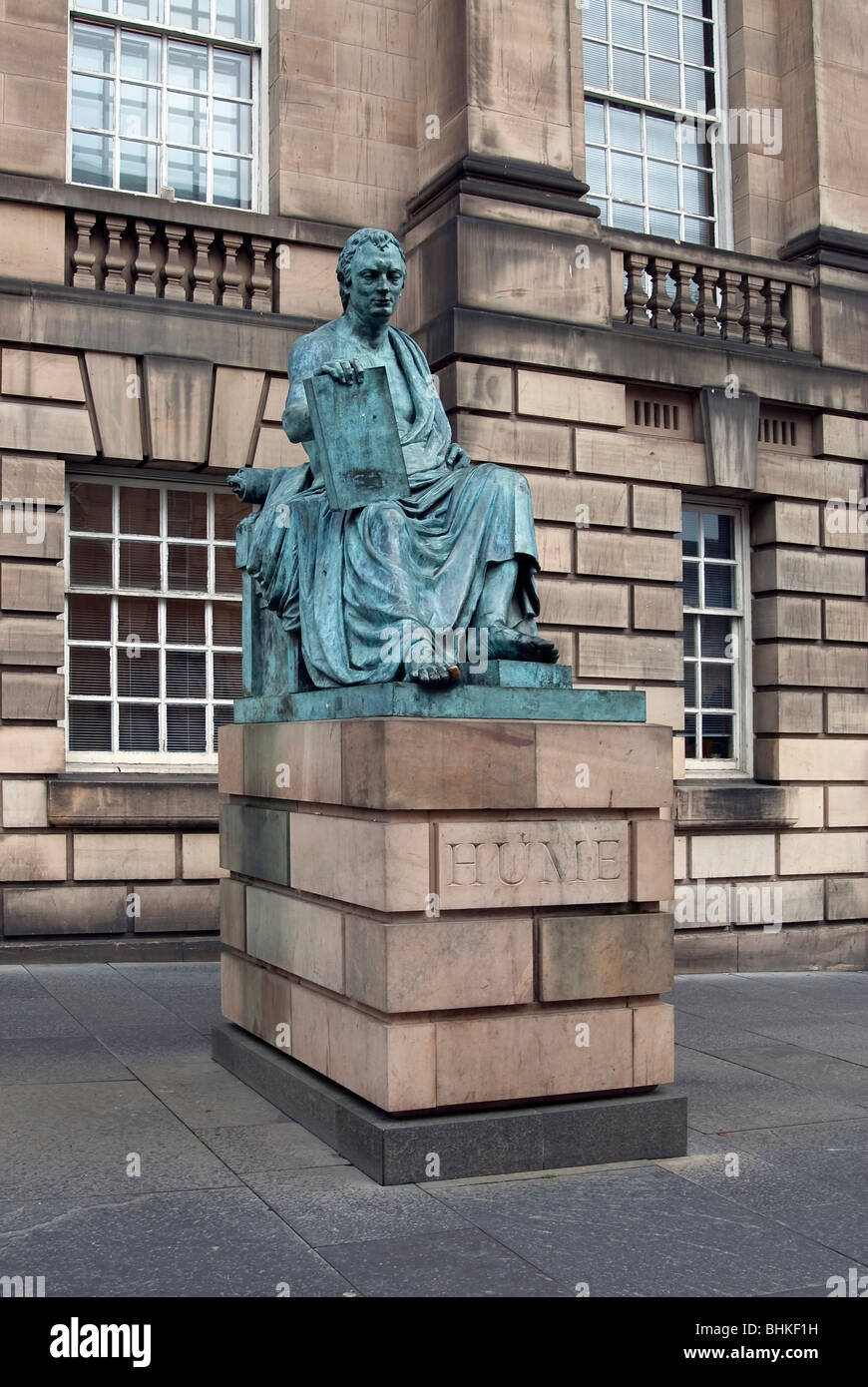 Statua del David Hume, Royal Mile di Edimburgo Foto Stock