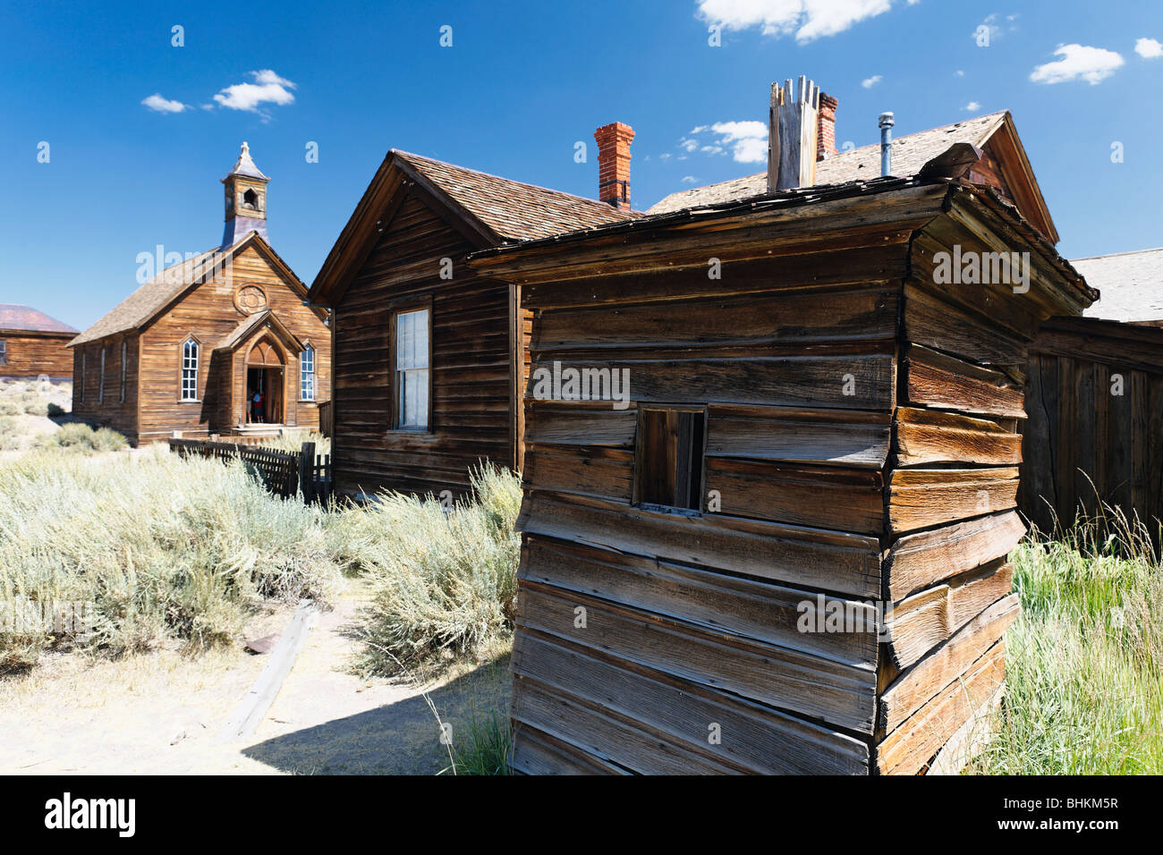 Costruzioni di legno di Bodie, Bodie State Historic Park, California Foto Stock