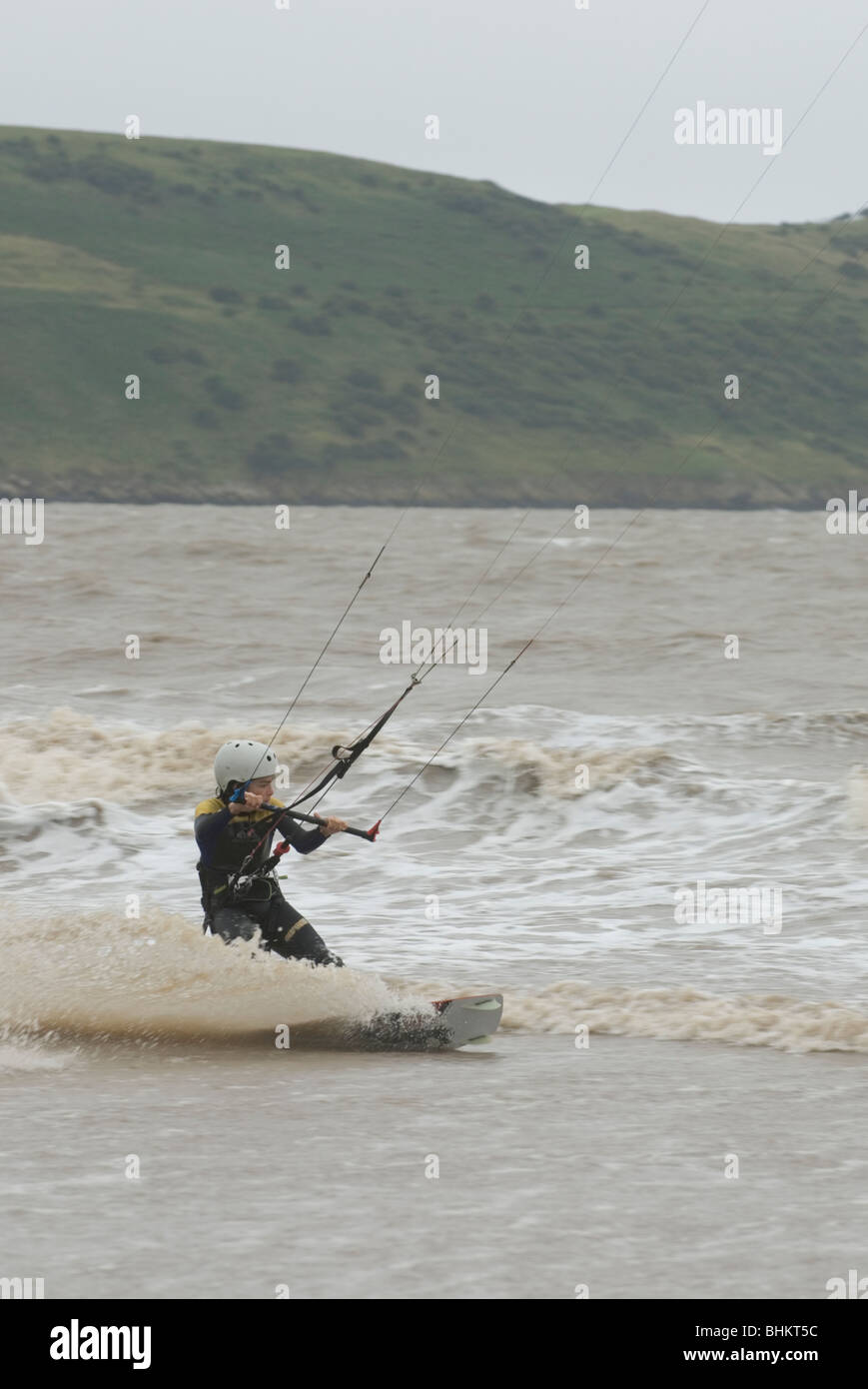 Il kite surf a Weston Super Mare Foto Stock