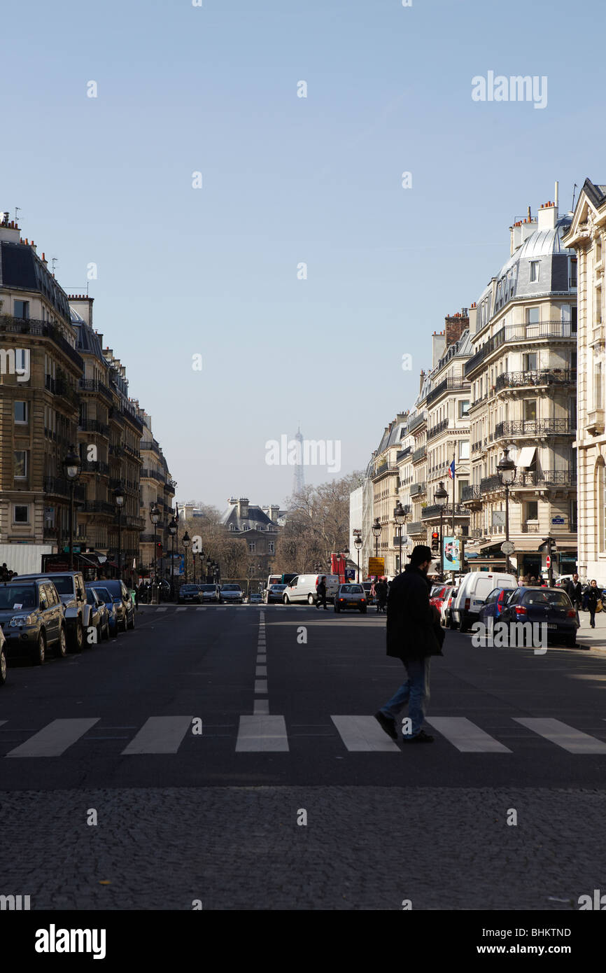 Tipica strada Parigina, Parigi, Francia Foto Stock