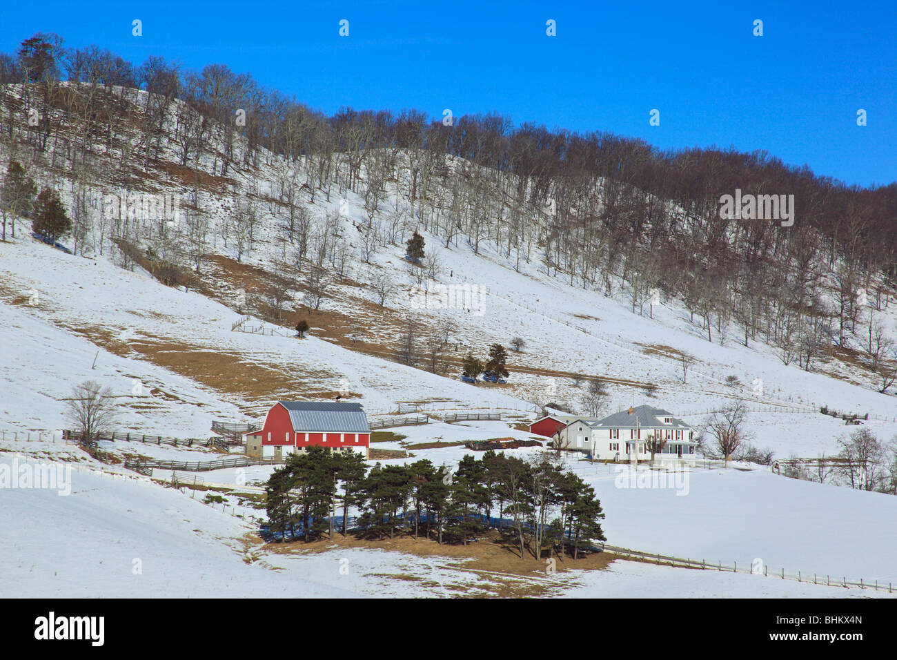 Azienda agricola in Germania Valle alla base della montagna di abete, Judy Gap, West Virginia. Foto Stock