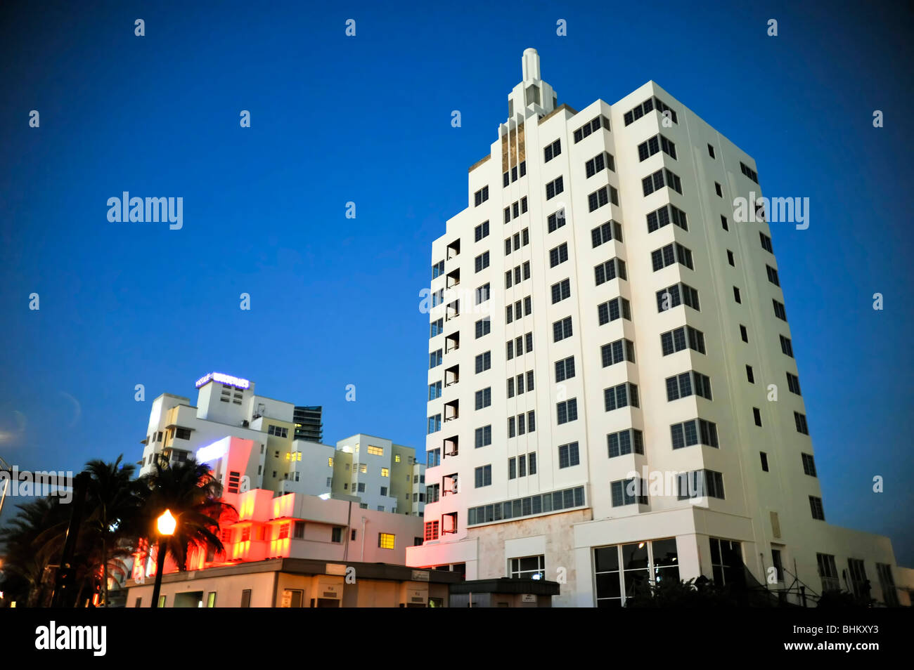 Art Deco Skyline, South Beach, Miami Beach, FL Foto Stock