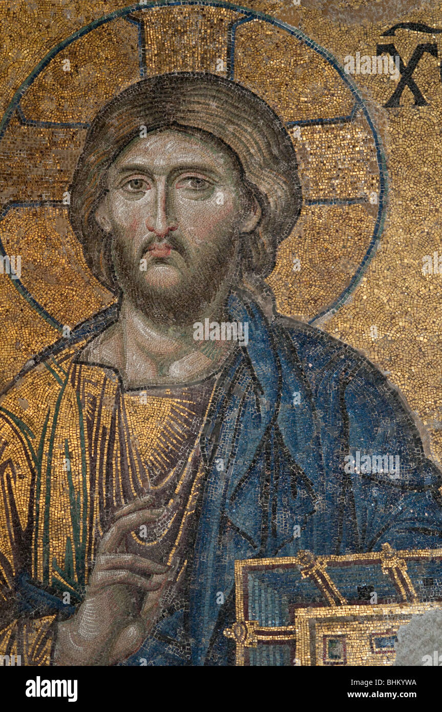 La figura di Gesù Cristo nella 'Deesis' mosaico, Hagia Sophia, Istanbul Foto Stock