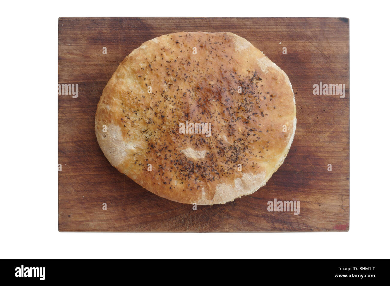 Vista superiore del pane appena sfornato pagnotta di pane. Foto Stock