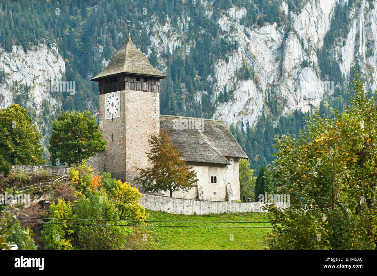 Una svizzera chiesa di pietra Foto Stock