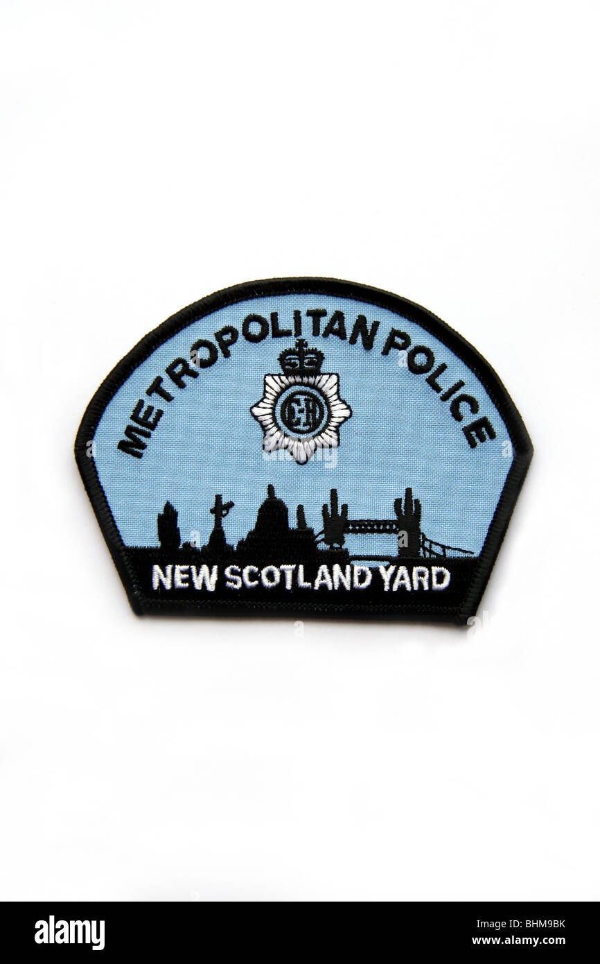 Patch della Metropolitan Police New Scotland Yard con lo skyline di Londra. Foto Stock