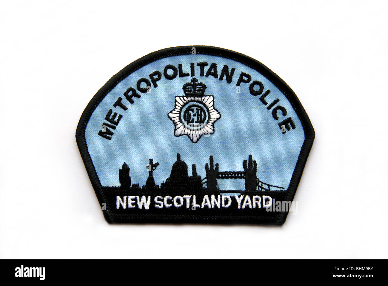 Patch della Metropolitan Police New Scotland Yard con lo skyline di Londra. Foto Stock