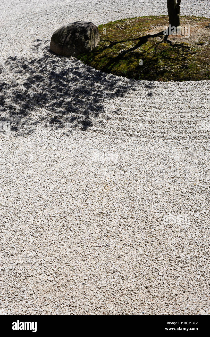 Paesaggio secco giardino dettaglio, Kennin-ji Temle, Kyoto Foto Stock