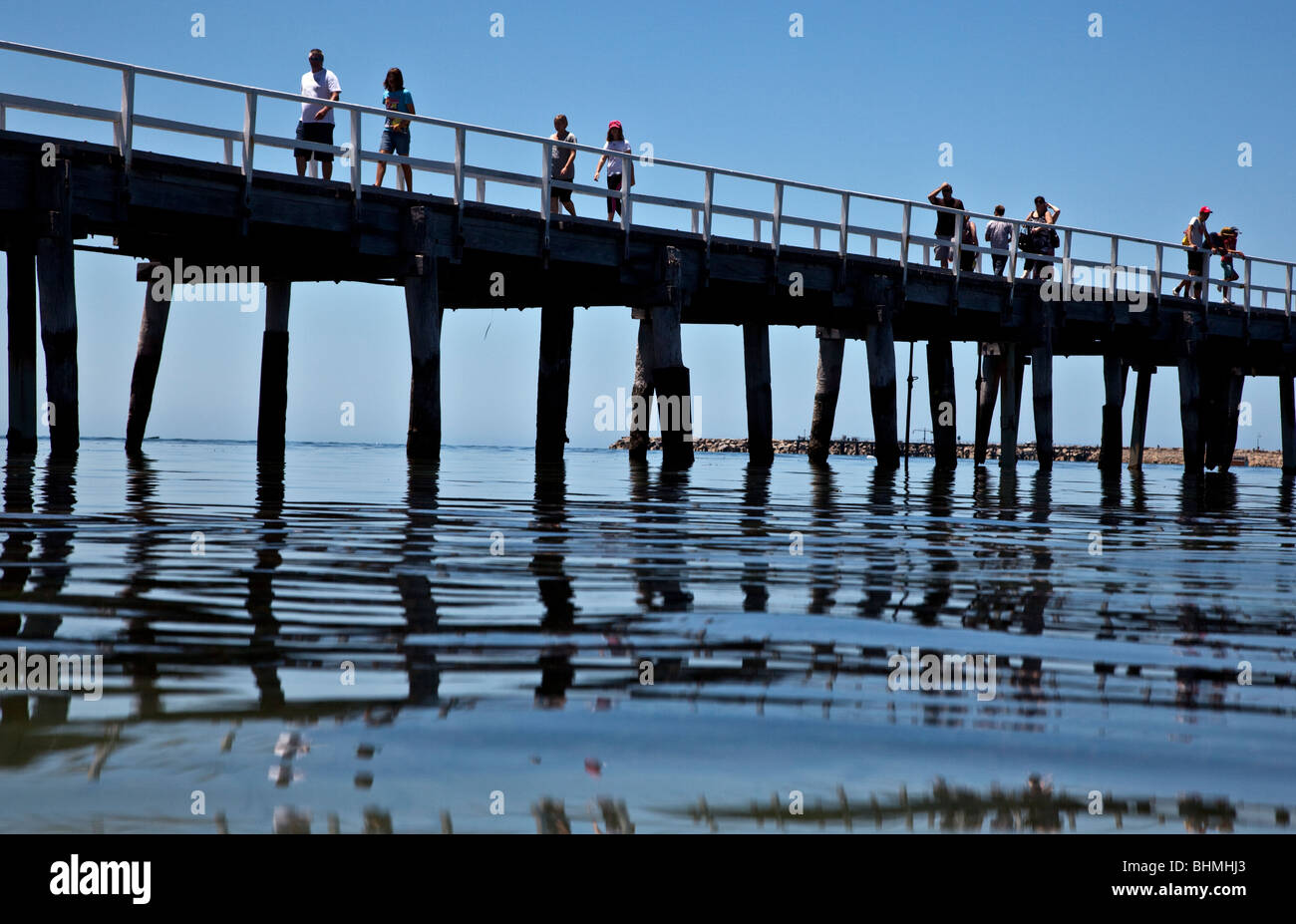 La Wharf a Victor Harbor in Australia del Sud della penisola Fleurie outdside Adelaide. Foto Stock