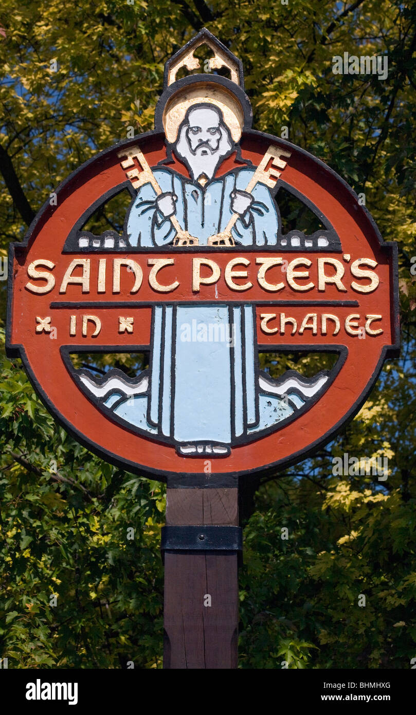 Il segno del villaggio di San Pietro villaggio in Thanet, Kent Foto Stock