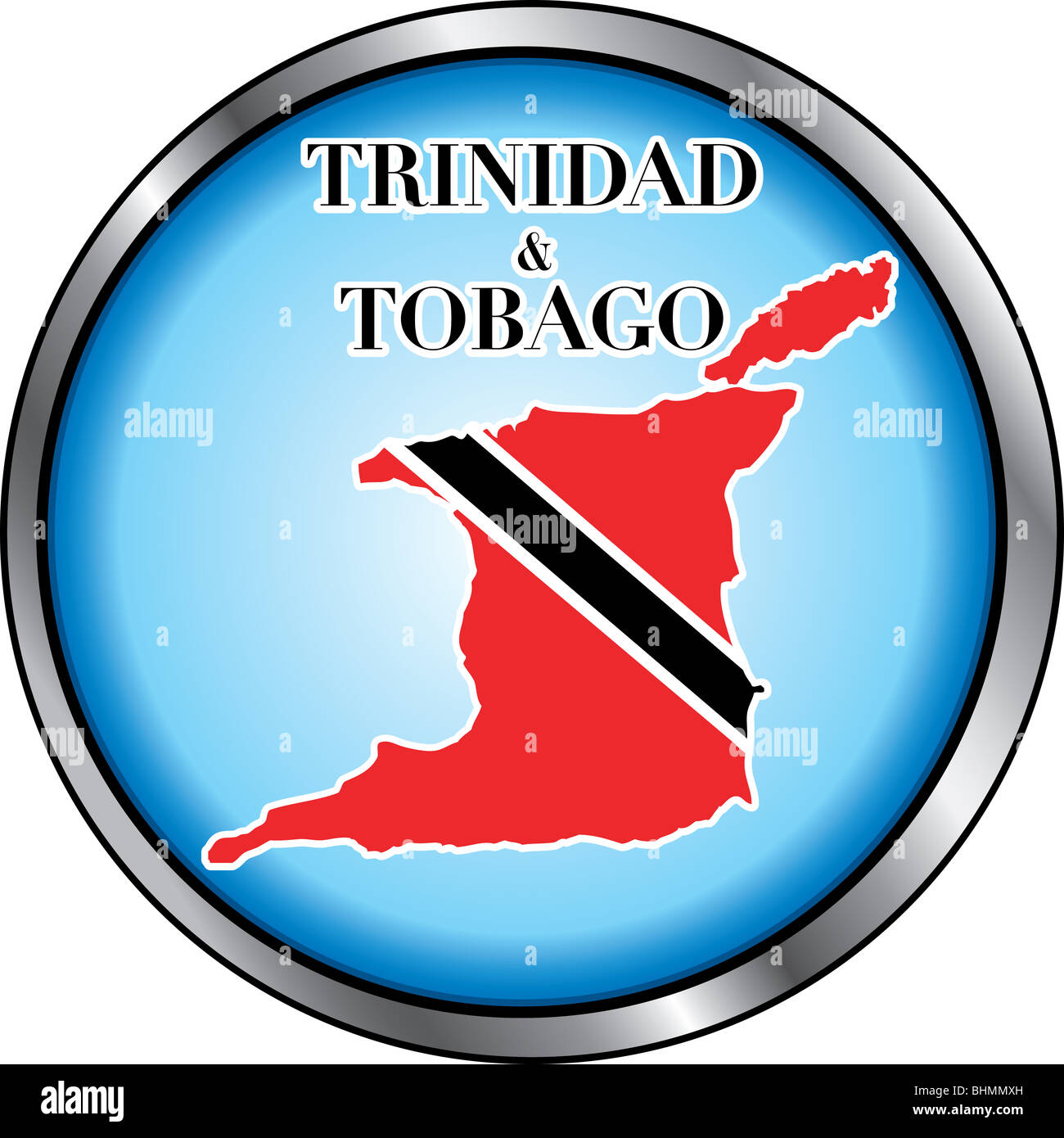 Illustrazione Vettoriale per Trinidad & Tobago, tasto rotondo. Usato Didot font. Foto Stock