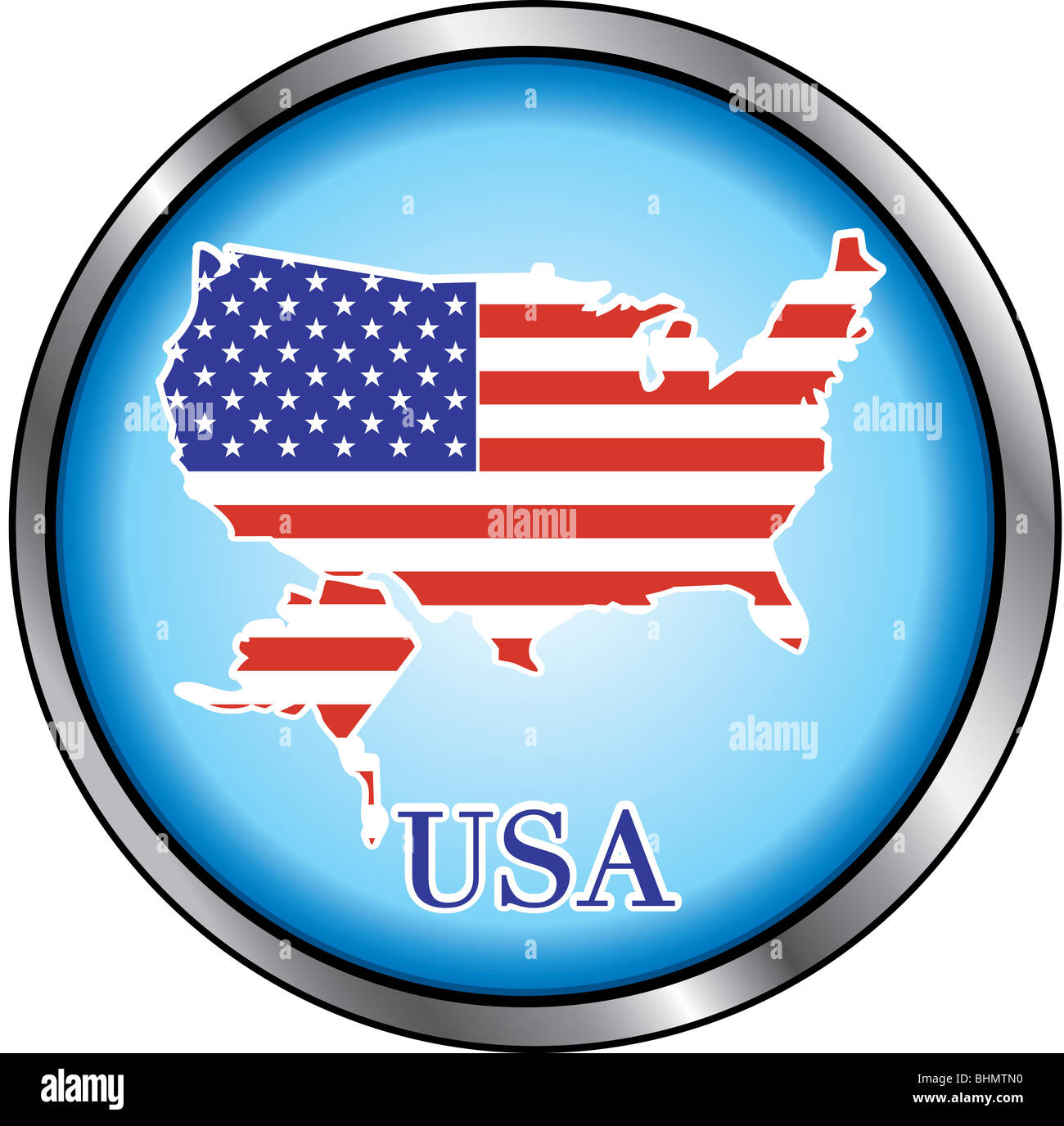 Illustrazione Vettoriale per USA, tasto rotondo. Usato Didot font. Foto Stock