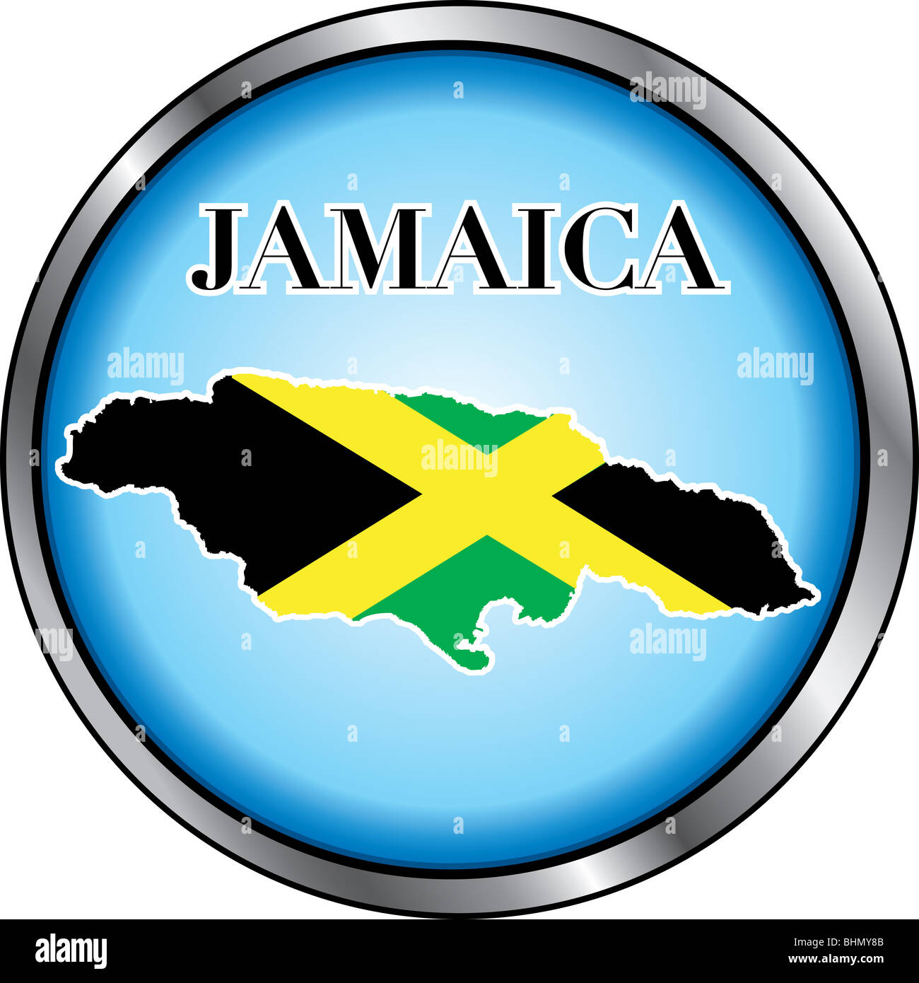 Illustrazione Vettoriale per la Giamaica, tasto rotondo. Usato Didot font. Foto Stock