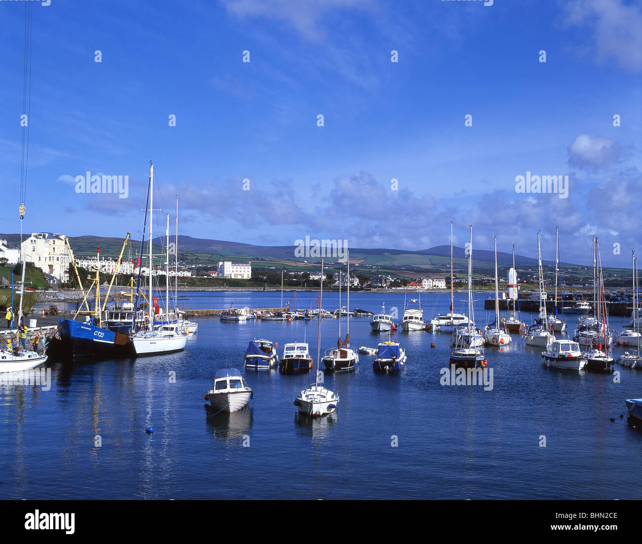 La vista del porto, Porto Santa Maria, Isola di Man Foto Stock