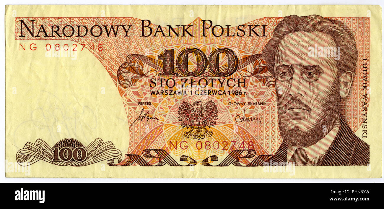 Moneta/finanza, banconote, Polonia, 100 Zloty, Banca nazionale polacca, 1986, Foto Stock