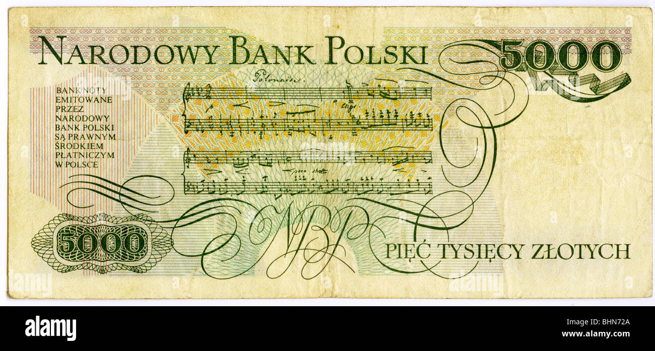 Moneta/finanza, banconote, Polonia, 5000 Zloty, Banca nazionale polacca, 1982, Foto Stock