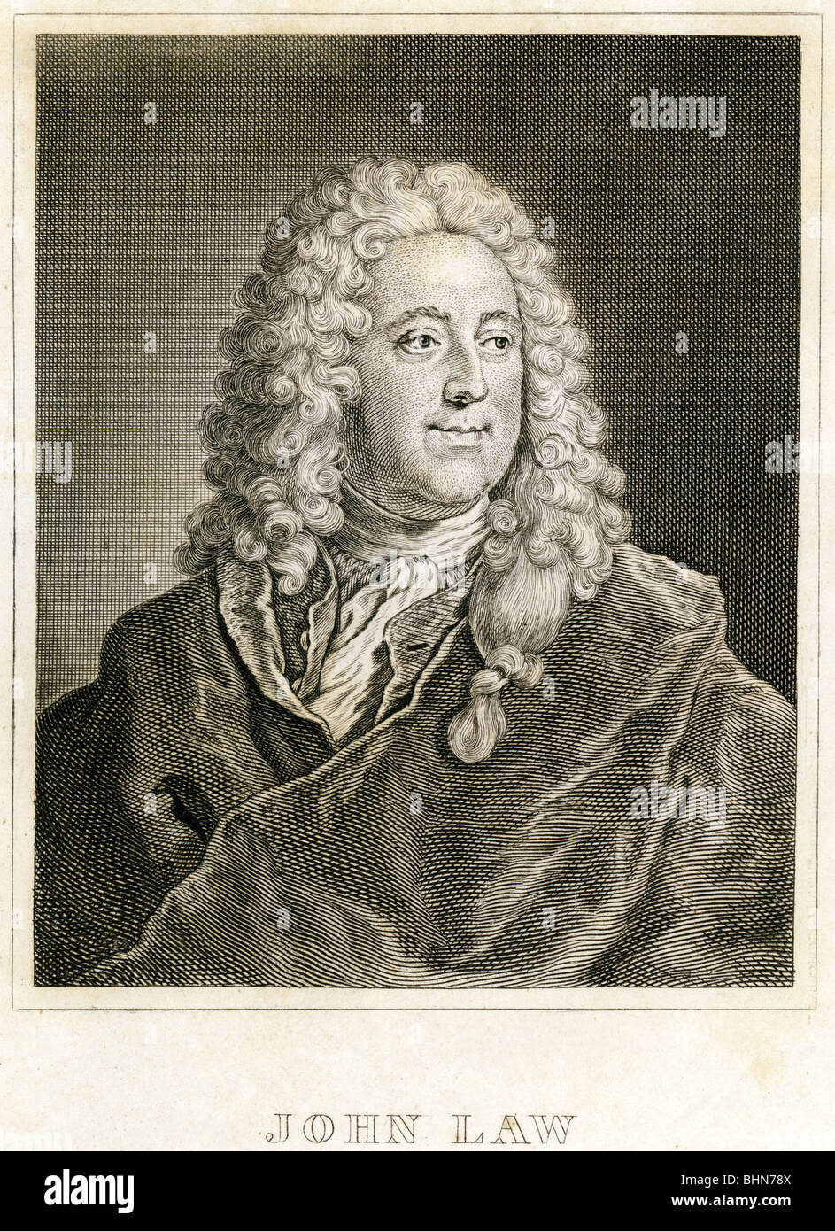 Diritto, Giovanni, 16.4.1671 - 21,3. 1729, economista scozzese e banchiere, ritratto, acciaio, incisione del XIX secolo , artista del diritto d'autore non deve essere cancellata Foto Stock