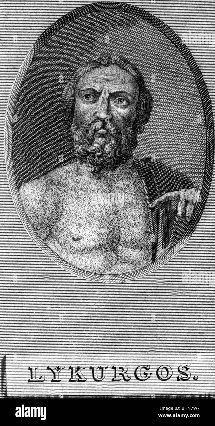 Lykurgos, tra XI e VIII secolo a.c. e leggendario legislatore di Sparta, ritratto, incisione su rame, circa del XVIII secolo, artista del diritto d'autore non deve essere cancellata Foto Stock