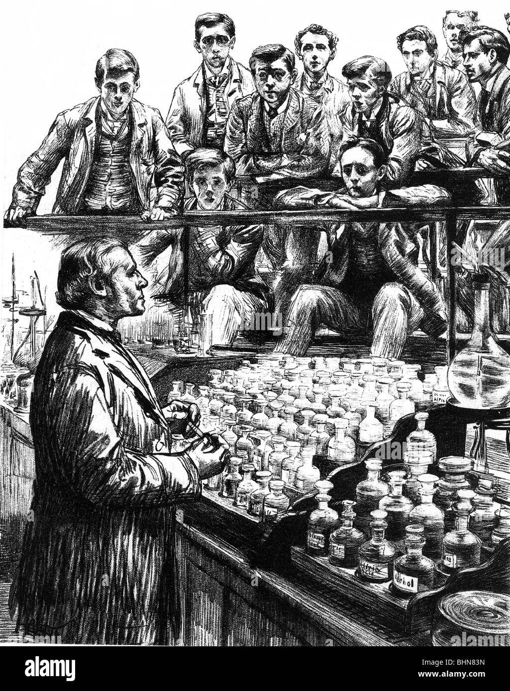 Istruzione, università, lezioni mediche presso un'università inglese, fine del 19th secolo, storico, storico, insegnamento, professore, studente, studenti, Gran Bretagna, scienza, sala, persone, Foto Stock