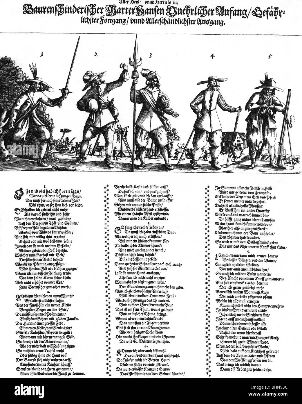 Eventi, Guerra Dei Trent'Anni 1618 - 1648, atrocità, opuscolo sui soldati che maraudono, 1635, , Foto Stock