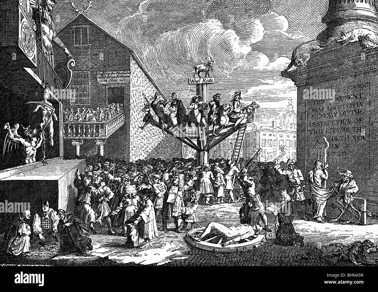 Geografia / viaggio, Gran Bretagna, politica, 'cupola del Mare di Sud', crollo della British South Sea Company, 1720, attacco satirico di William Hogarth, Foto Stock