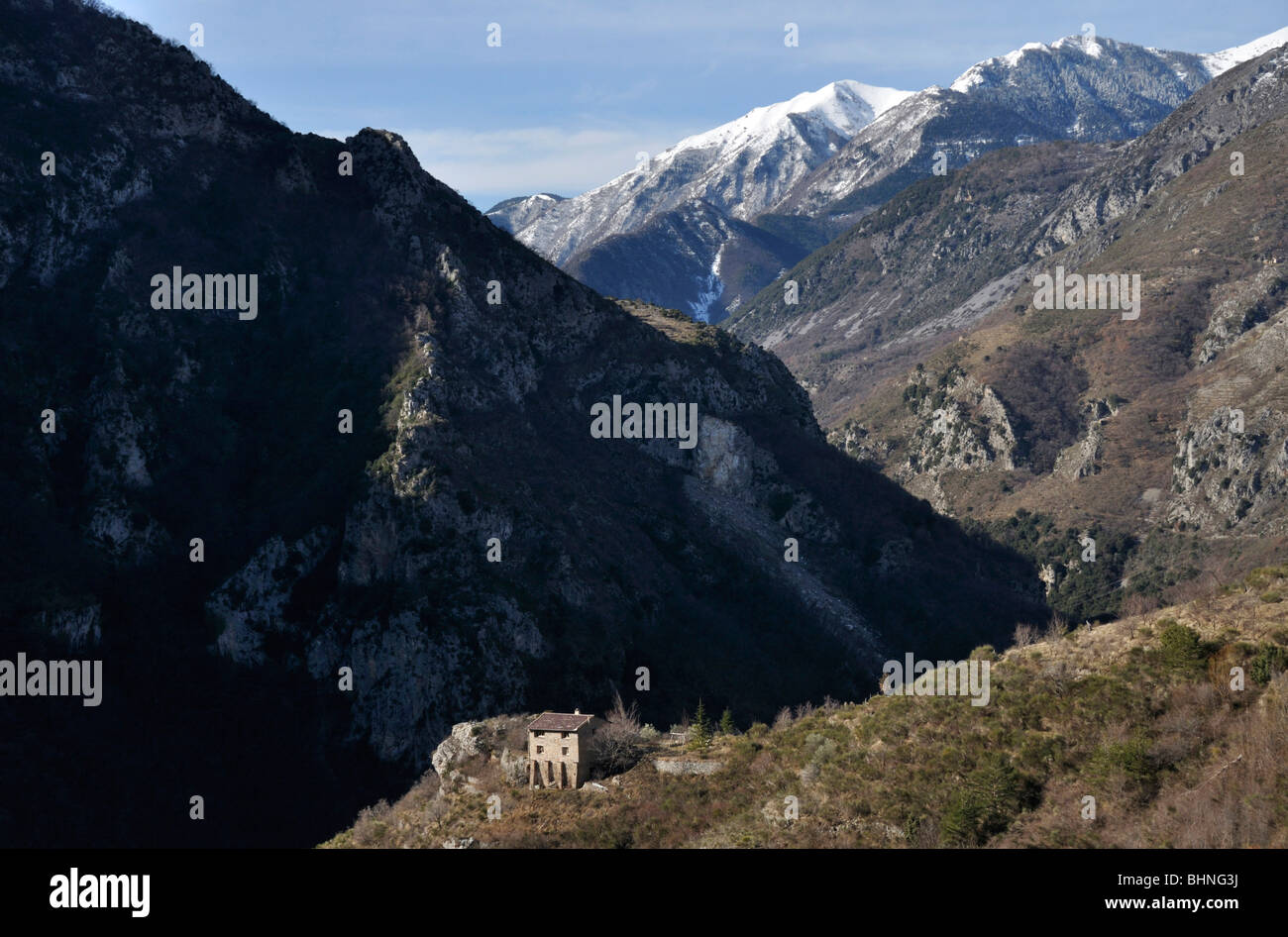 Casa sopra gorge est di Saorge, Francia Foto Stock