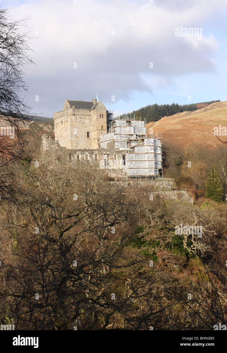 Castle Campbell e Ochil Hills Clackmannanshire Scozia Febbraio 2010 Foto Stock