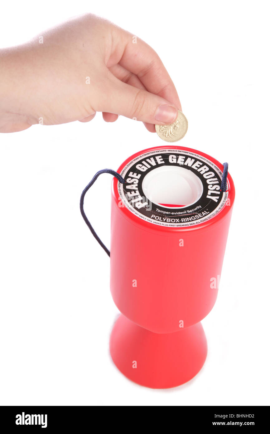 Persona che conferisce alla carità studio ritaglio Foto Stock