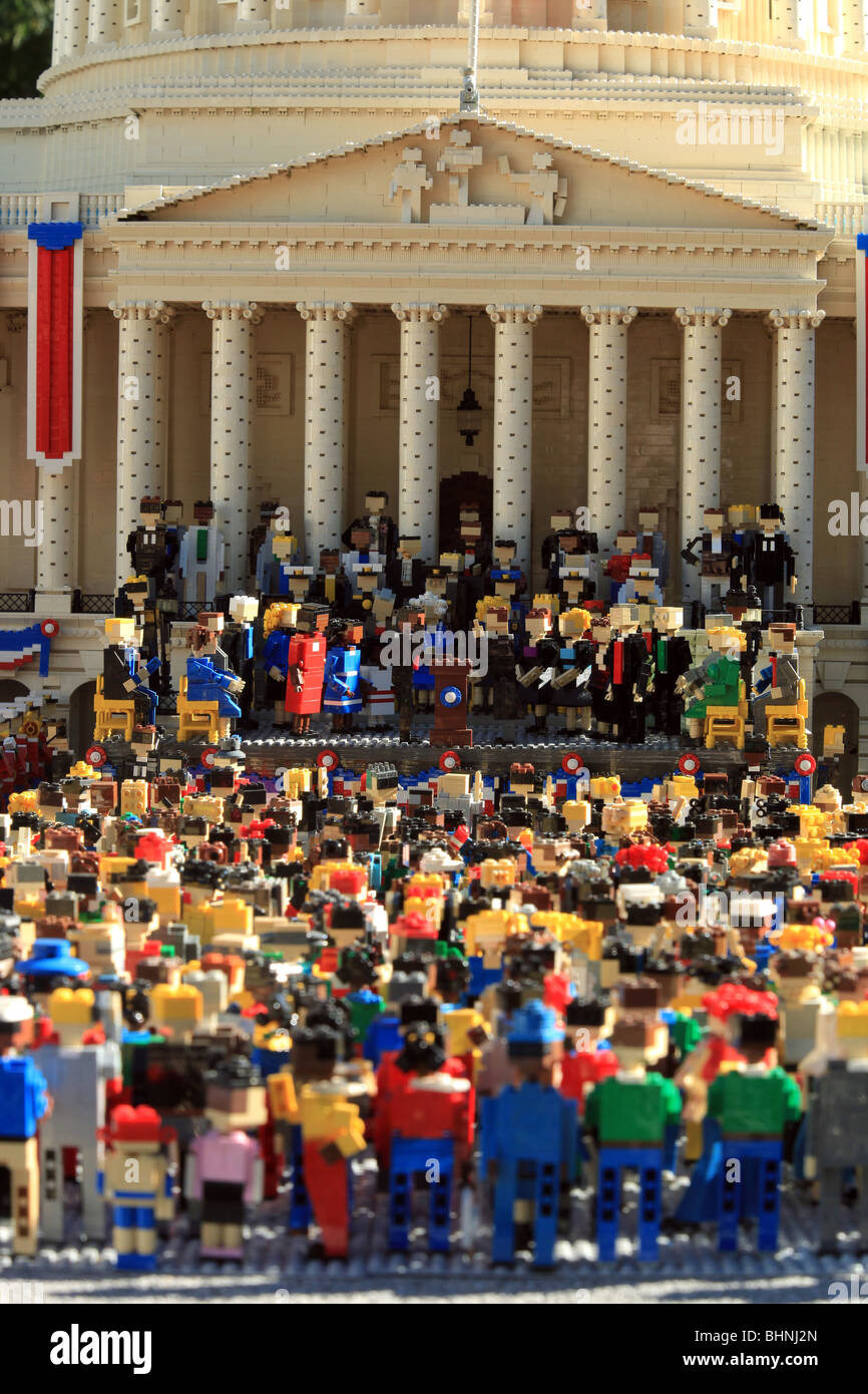 BARACK OBAMA LEGO 56TH U.S. Inaugurazione presidenziale di Barack Obama CARLSBAD CA USA 15 Gennaio 2009 Foto Stock