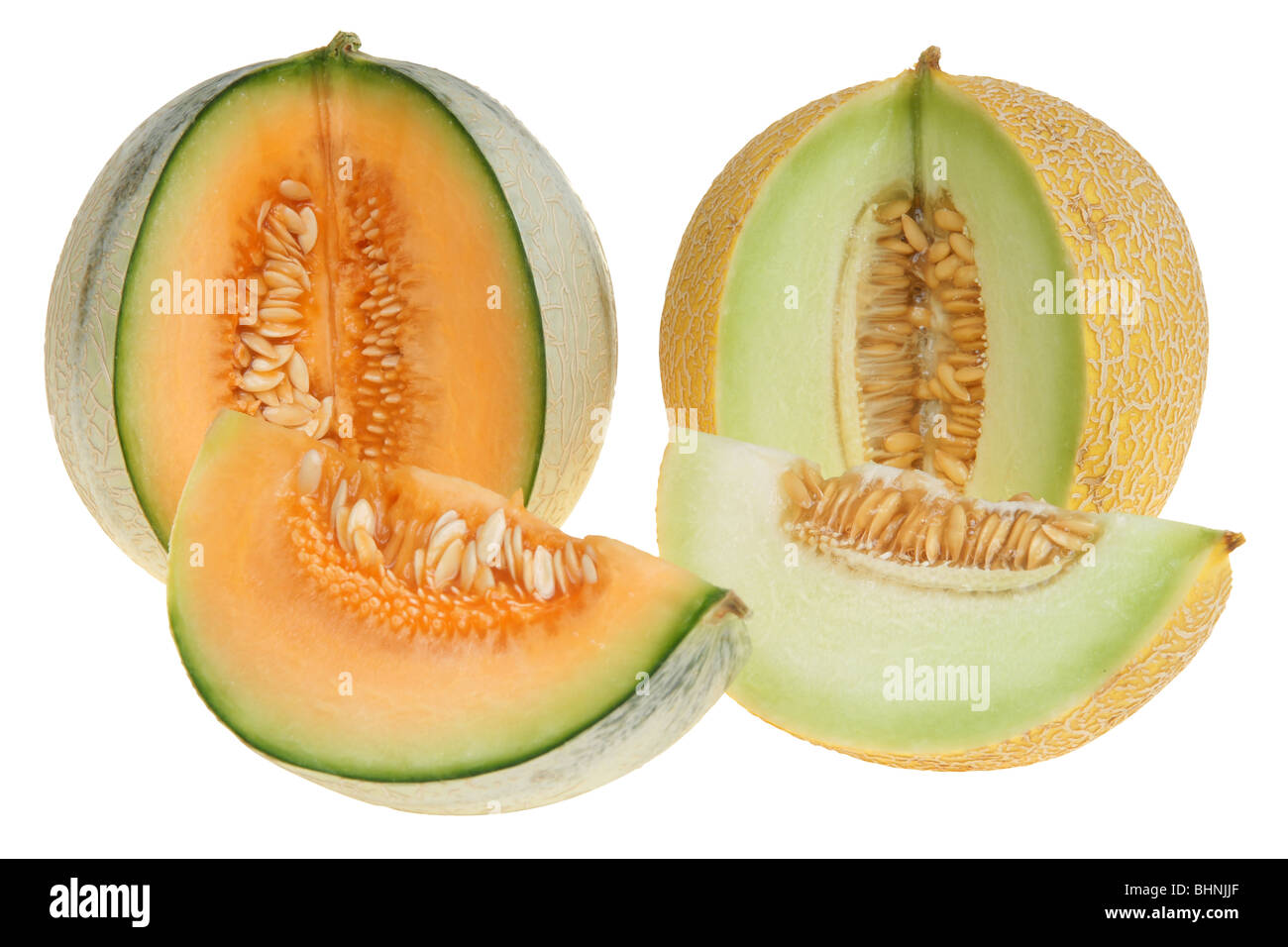 Grande taglia melone giallo isolato su sfondo bianco (percorso di clipping) Foto Stock